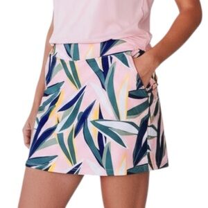 Lady Hagen Skirt Skort Desert Getaway Side Runching Retro Leaf Frost Pink S NWOT